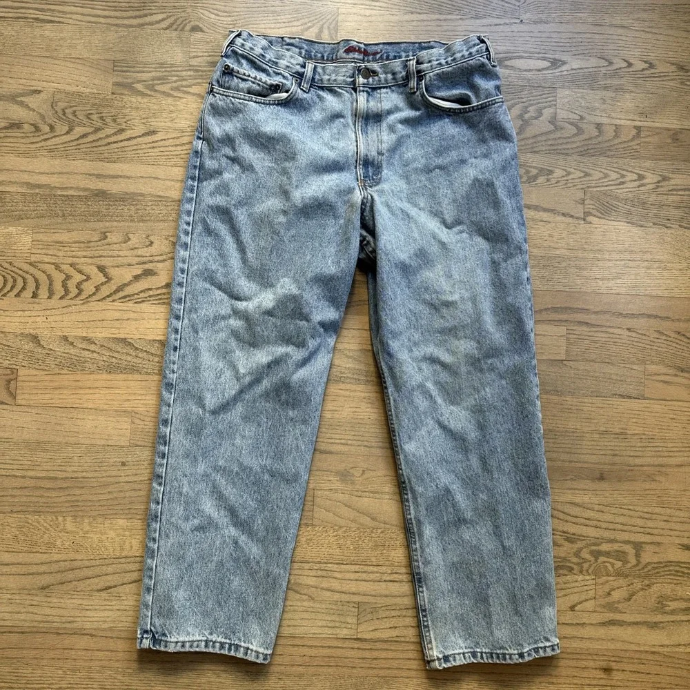Vintage Eddie Bauer Jeans Mens 38x30 Blue Medium Wash Loose Denim Outdoor 90s